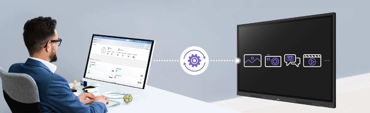 A user monitors the dashboard screen of a device using LG ConnectedCare (DMS License).